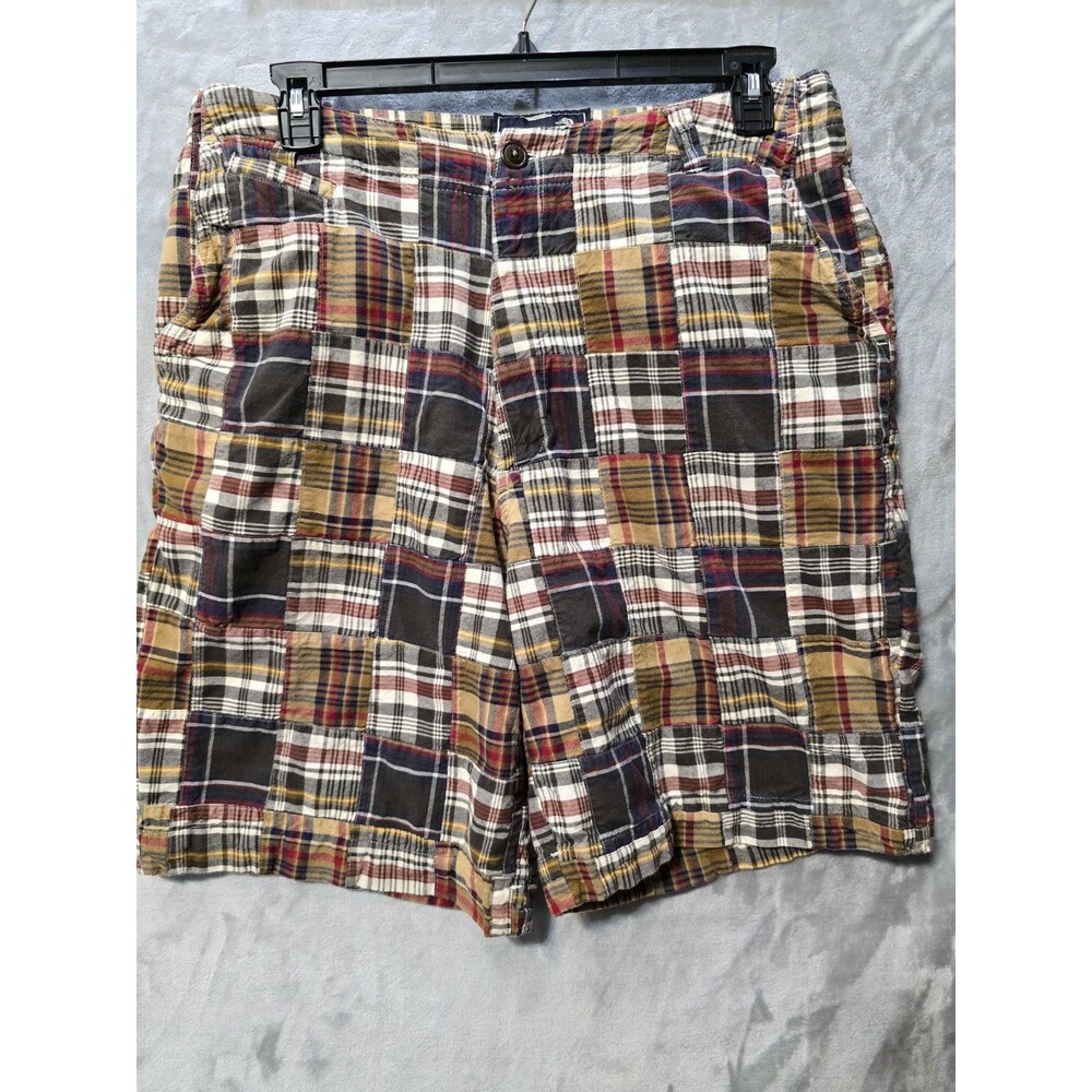Vintage Duck Head Board Shorts Mens 36 Brown Multicolor Plaid Cotton 90s Y2K